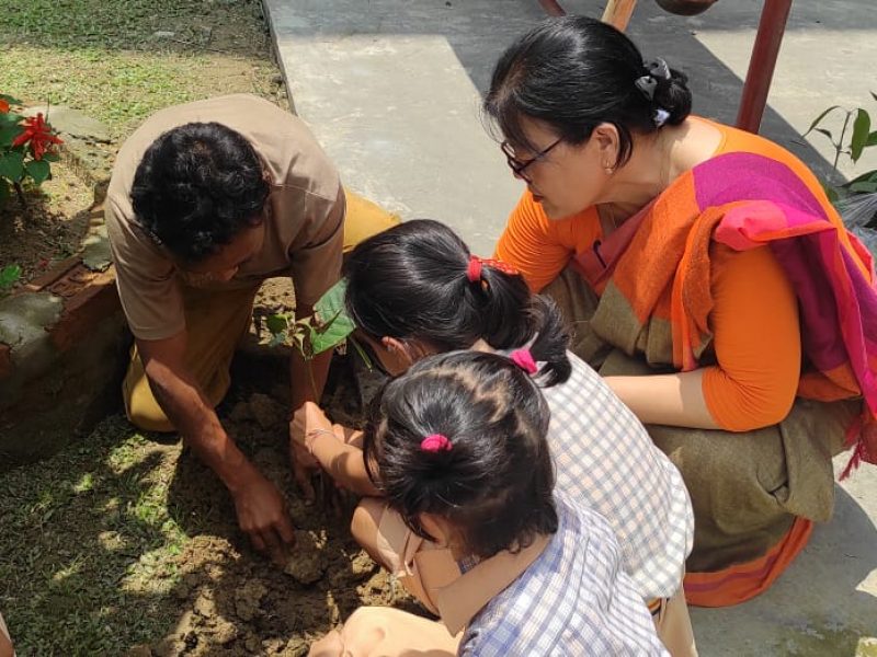 SAPLING PLANTATION BY CLASS 1 & 2