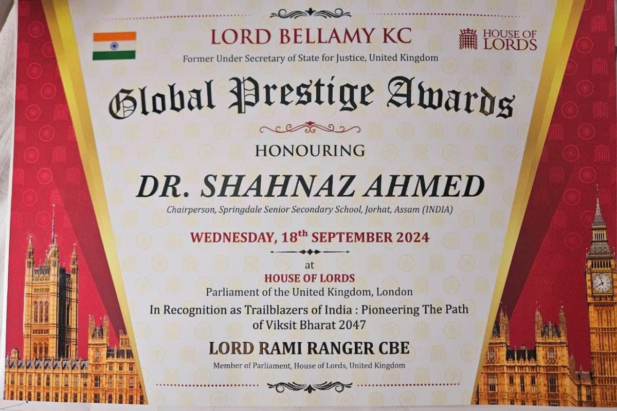 Honored and Awarded at the “House of Lords” the UK Parliament in London